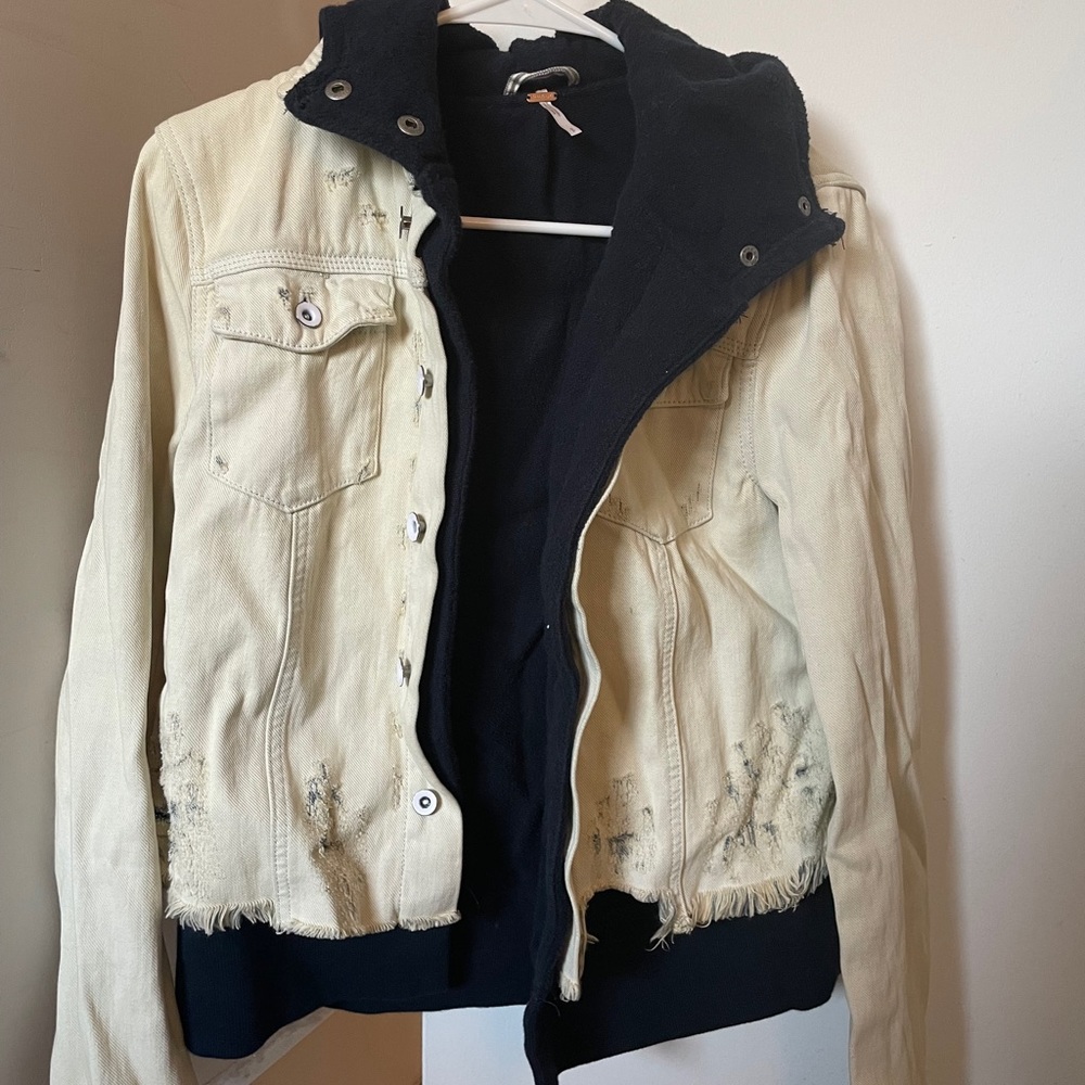 Free People Hoodie Denim Jacket Combo